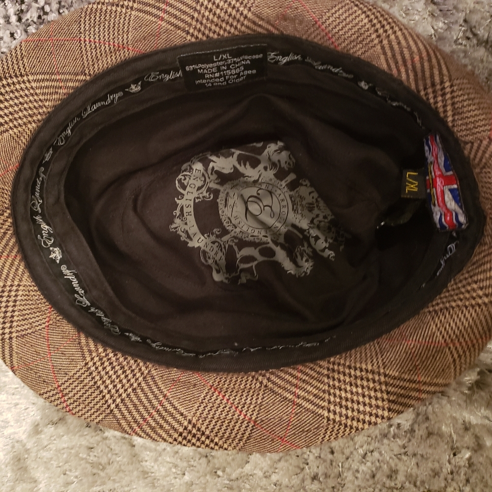 English Laundry Plaid Fedora Gray/Brown/Black Sued - Picture 4 of 6